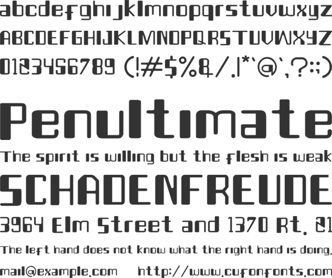 Tehliner font preview