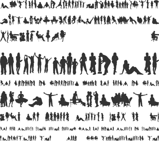 Human Silhouettes Free Four font preview