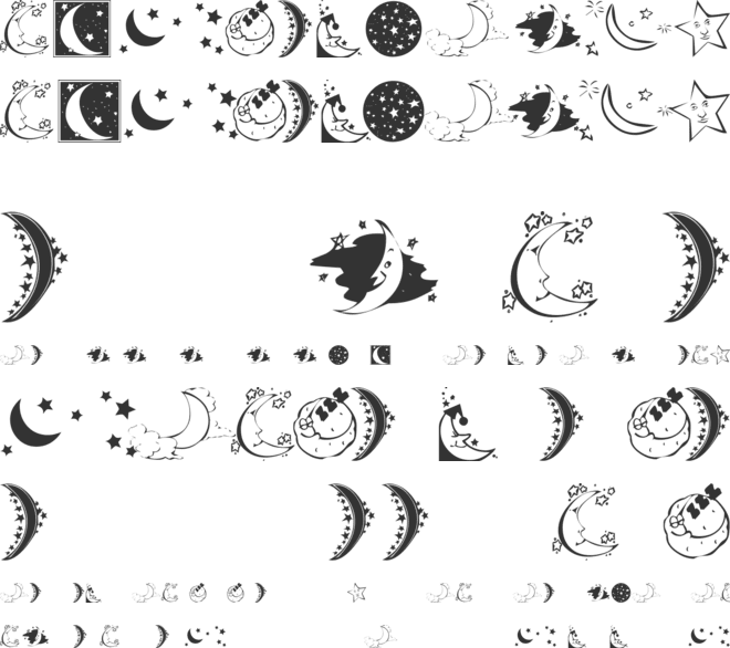 KR Starry Night font preview