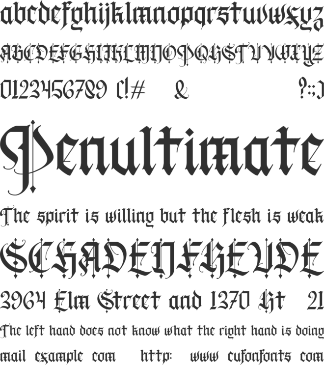 Obituary font preview