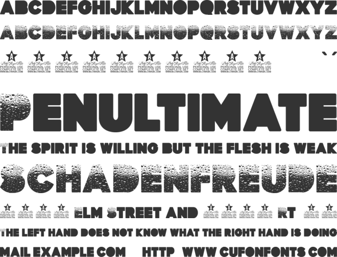 RAINED PERSONAL USE font preview
