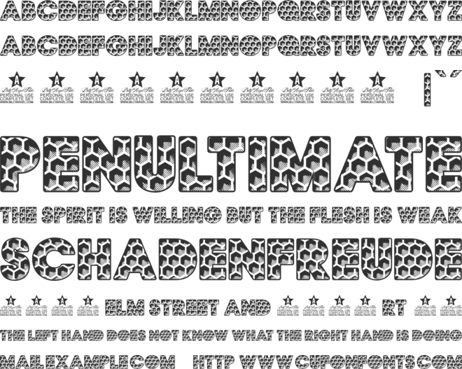HONEYCOMB BIG PERSONAL USE font preview