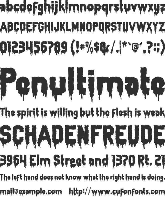 Zombie font preview