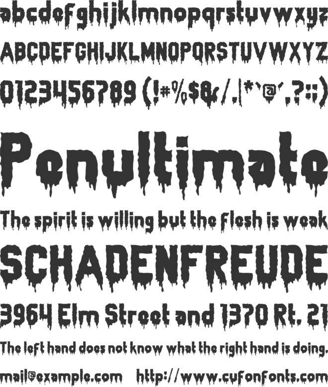 Zombie font preview