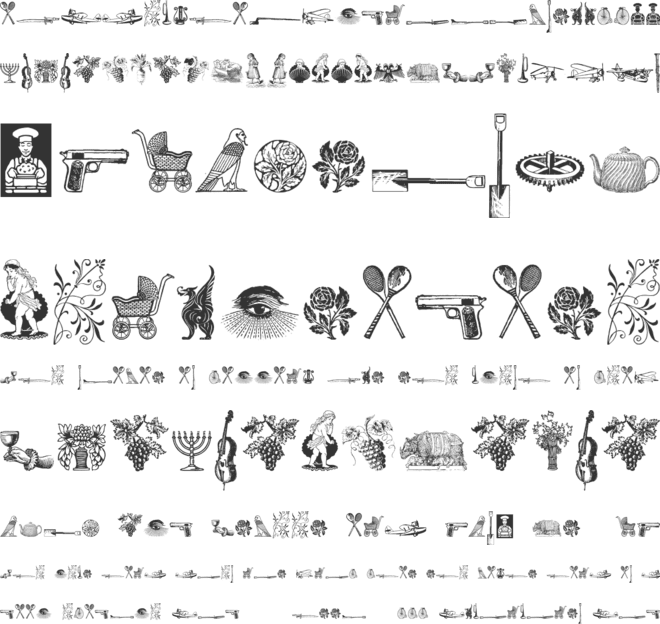 Cornucopia od Dingbats Six font preview