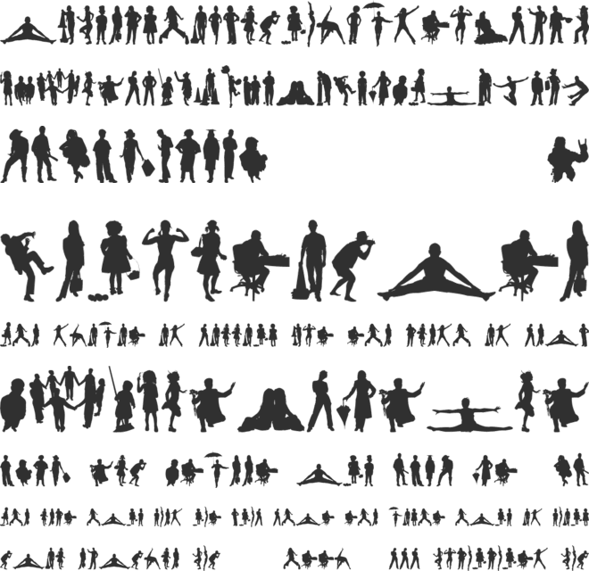 Human Silhouettes Free Five font preview