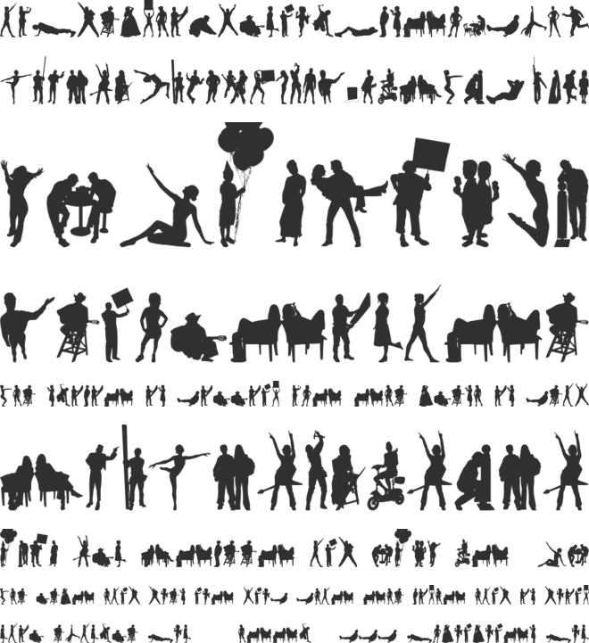 Human Silhouettes Free Three font preview
