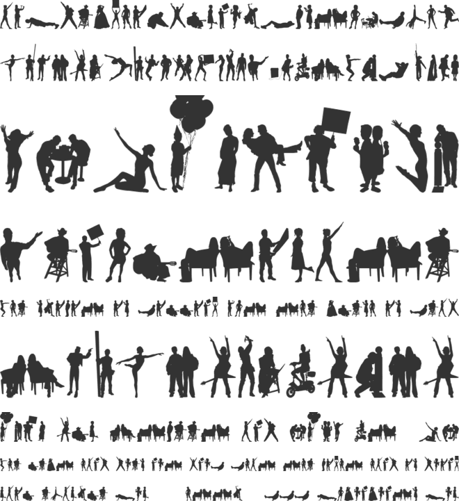 Human Silhouettes Free Three font preview
