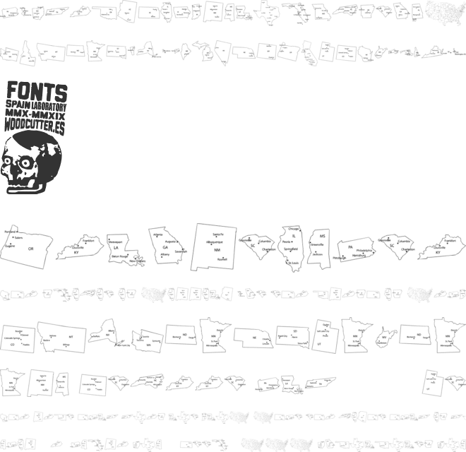 Maps of USA font preview