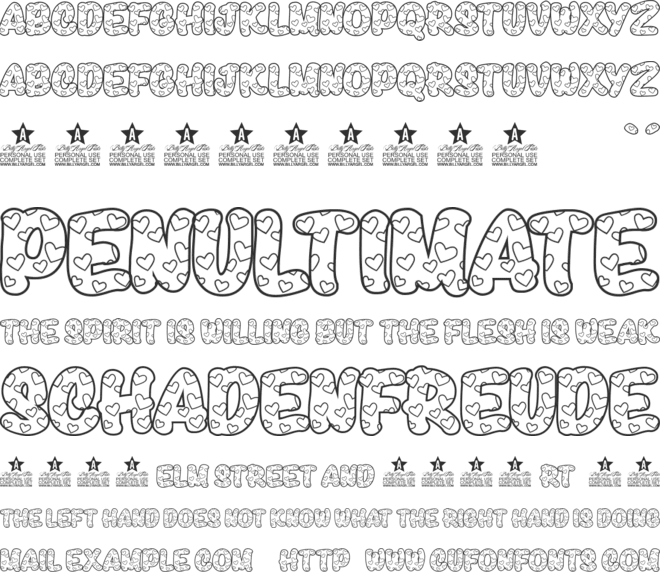 HUGS PERSONAL USE font preview