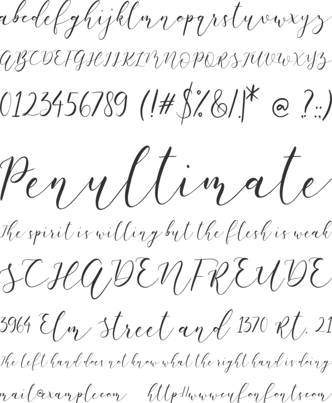 WhiteCarley font preview