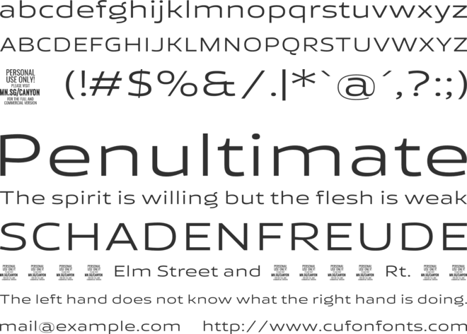 Canyon PERSONAL USE ONLY font preview