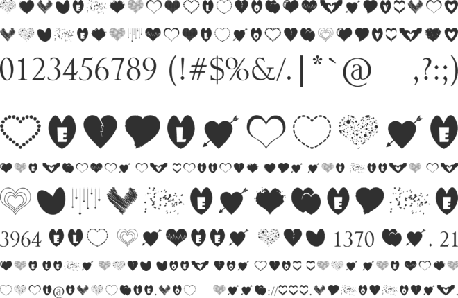 Sexy Love Hearts font preview