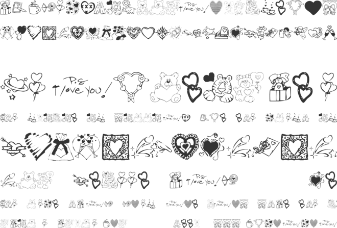 KR Valentine Dings 2002 font preview