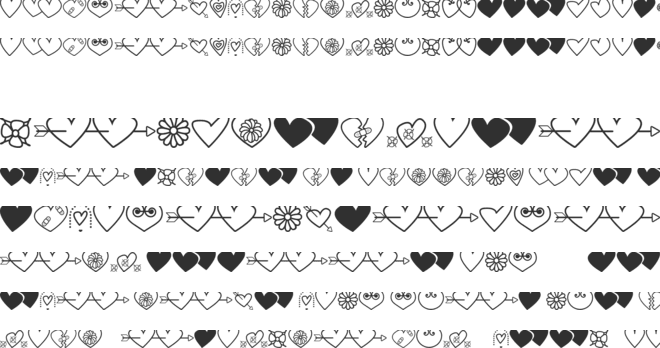hearts and flowers for valentines font preview