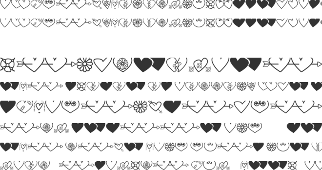 hearts and flowers for valentines font preview