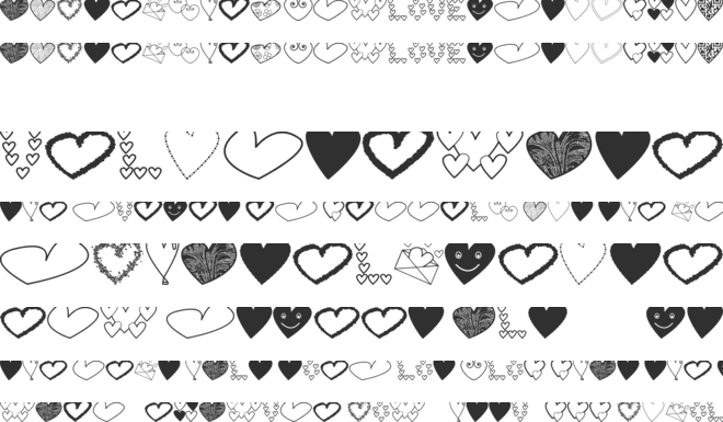 hearts shapess tfb font preview