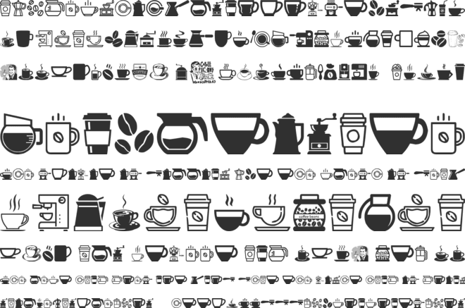 coffee icons font preview