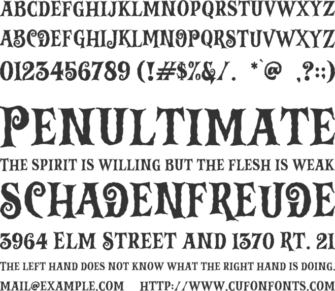 Vampire Zone font preview