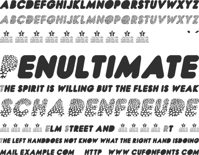 LOVEHEARTZ PERSONAL USE font preview