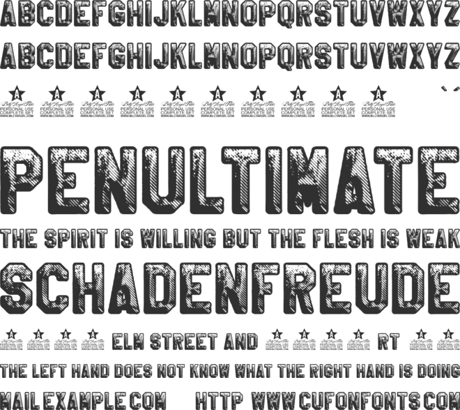 CRICKET PERSONAL USE font preview