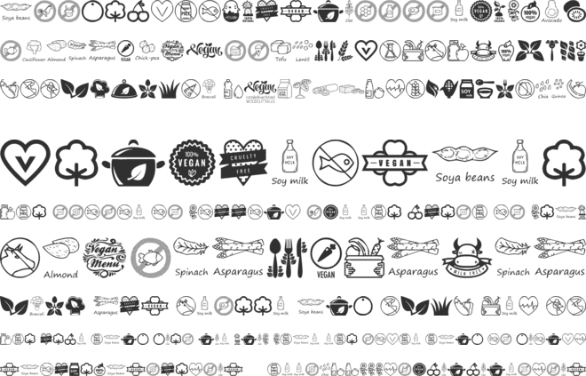 Vegan Icons font preview