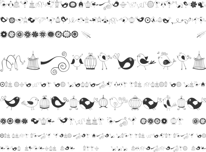 DOODLE DINGS 1 Birds Cages font preview