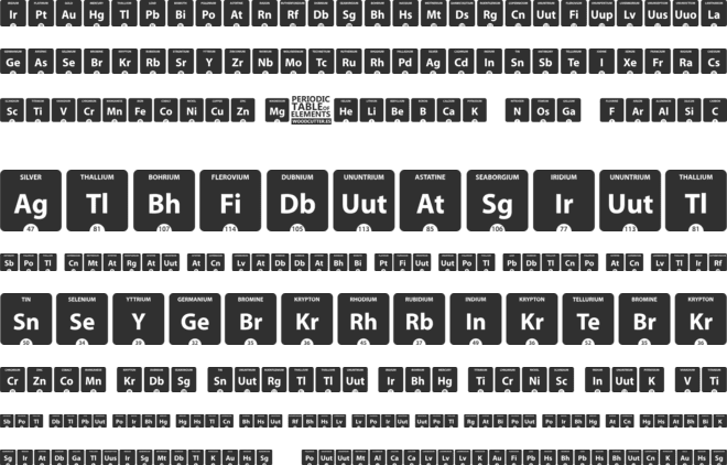 Periodic Table of Elements font preview