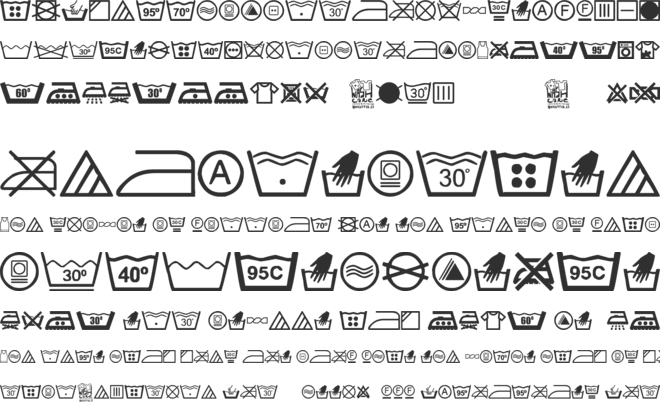 wash care font preview