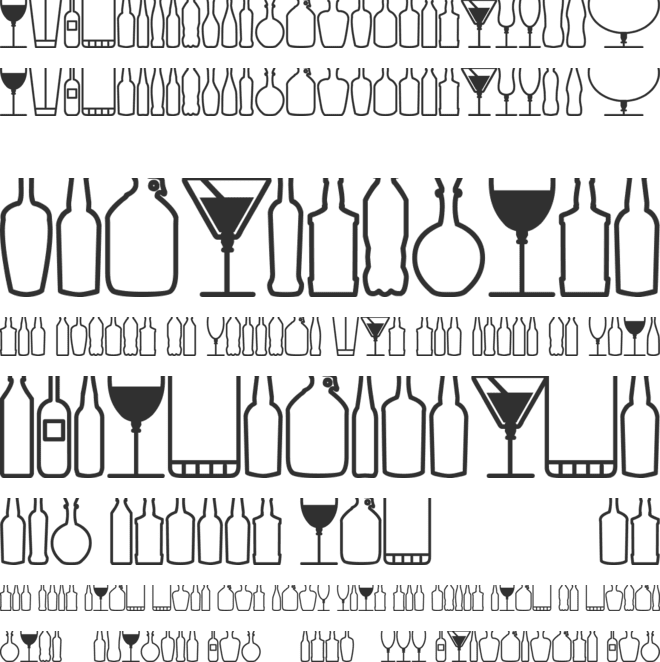Glass and bottles St font preview
