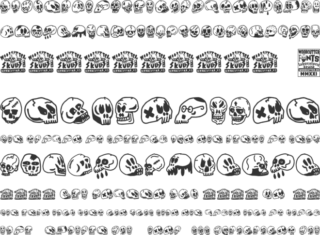 Woodcutter Skulls font preview