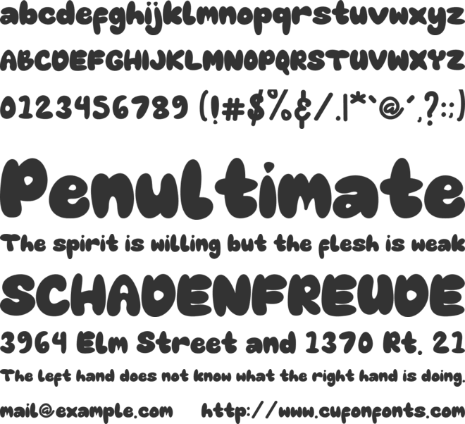 Cutie Zombie font preview