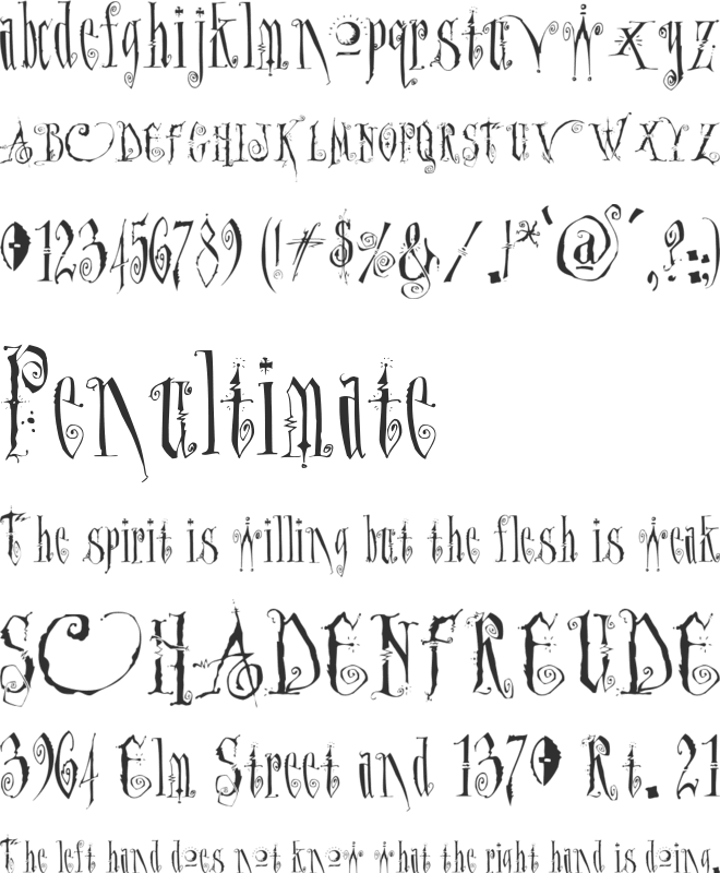 Dantes Inferno font preview