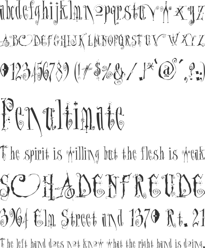 Dantes Inferno font preview