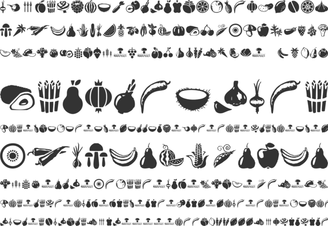 Vegetables font preview