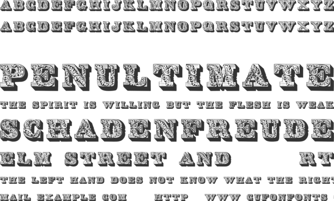 Lettres ombrees ornees font preview