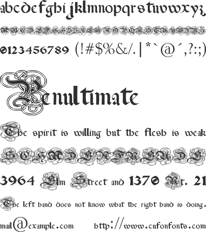 Pauls Gothic Curls font preview