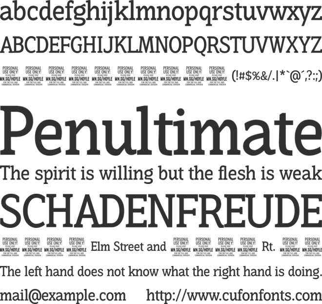Hoyle PERSONAL USE ONLY font preview