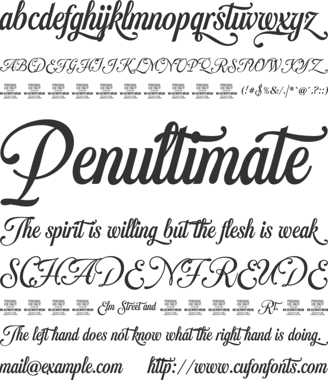 White Dream PERSONAL USE ONLY font preview