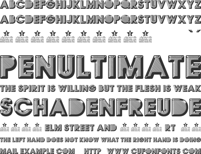 BRONZEAGE PERSONAL USE font preview