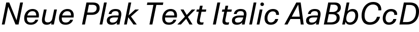 Neue Plak Text Italic font