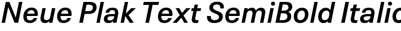 Neue Plak Text SemiBold Italic font