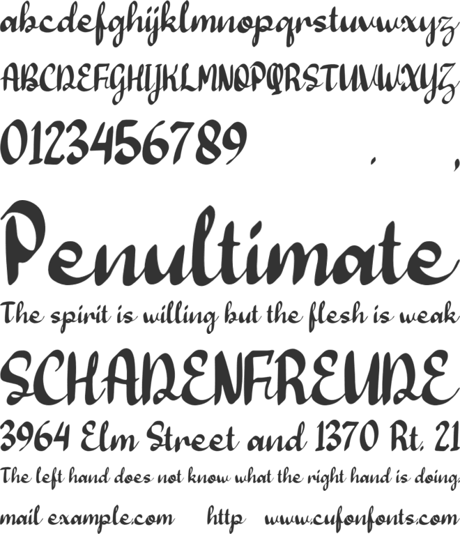 Rush Berry font preview