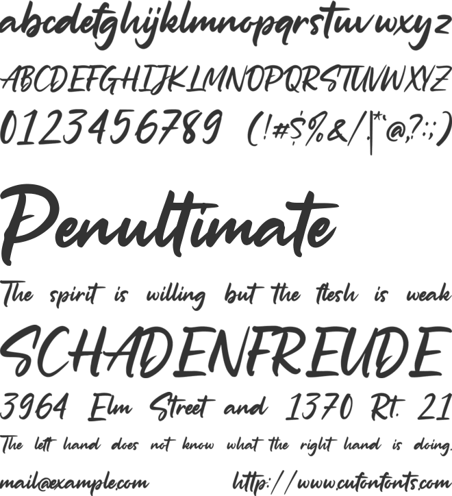 The Milligram font preview