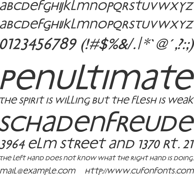 Bradbury Oblique font preview