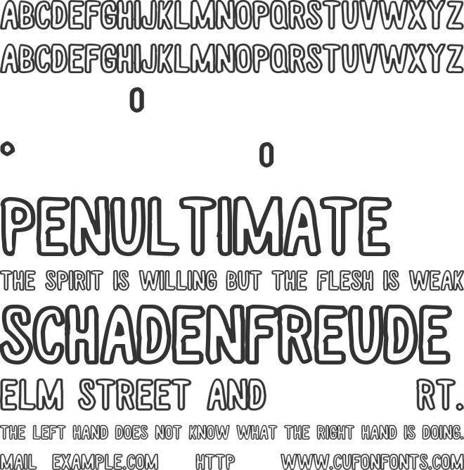 White wood Hollow font preview