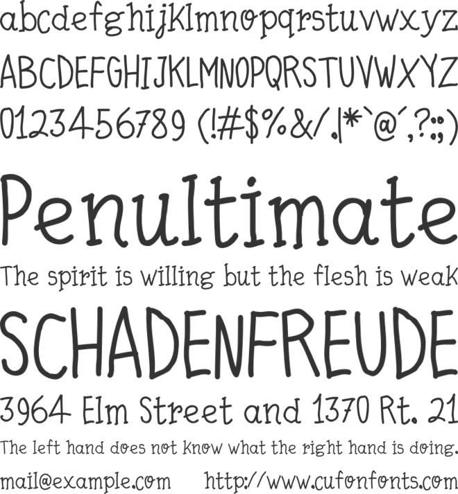 Quick Writing font preview