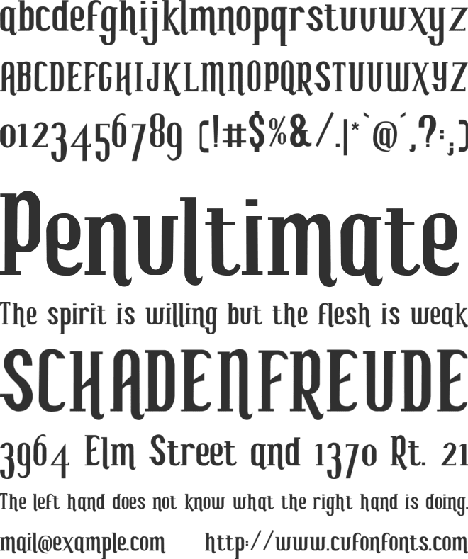My seven Ts font preview