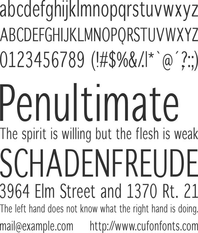 Winterthur Condensed font preview