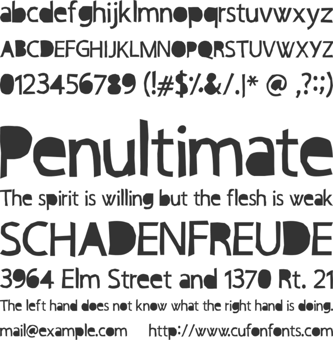PAPERCUTCRE font preview